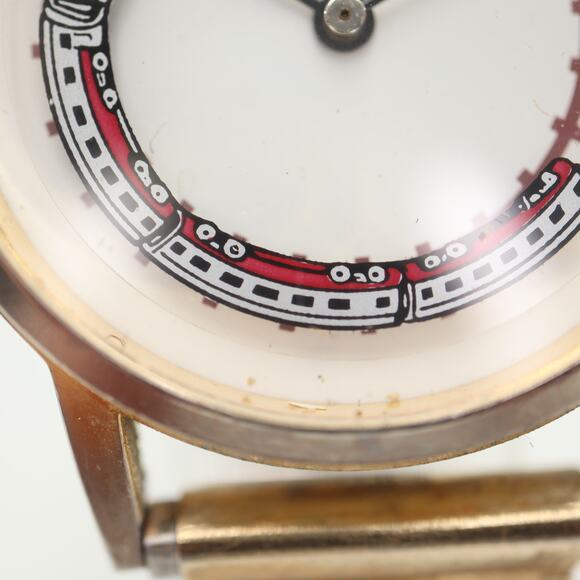 Vintage 1993 Train Disc Watch 33mm MSR Imports Gold Tone Expansion w New Battery - Picture 9 of 15